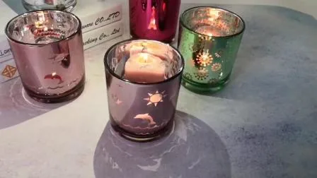 Festival-Kerzenhalter, 8 oz, rosafarbener Kerzenhalter mit Regenbogen-Finish