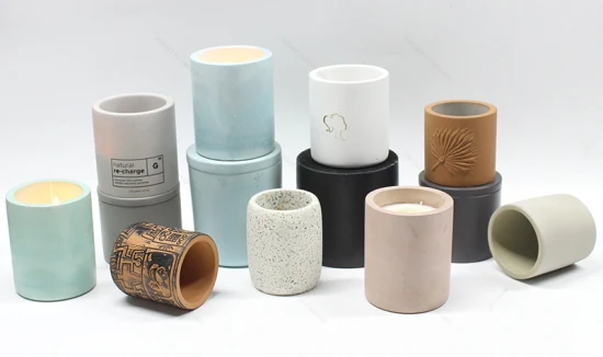 Buntes leeres Zementglas mit benutzerdefiniertem Logo, Kerze aus Keramik und Beton mit Deckel